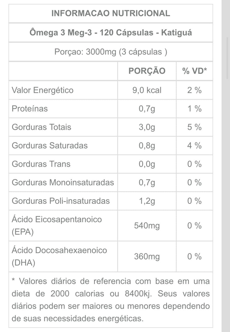 Omega 3 Katigua 1000mg (epa 540 mg + dha 360 mg )